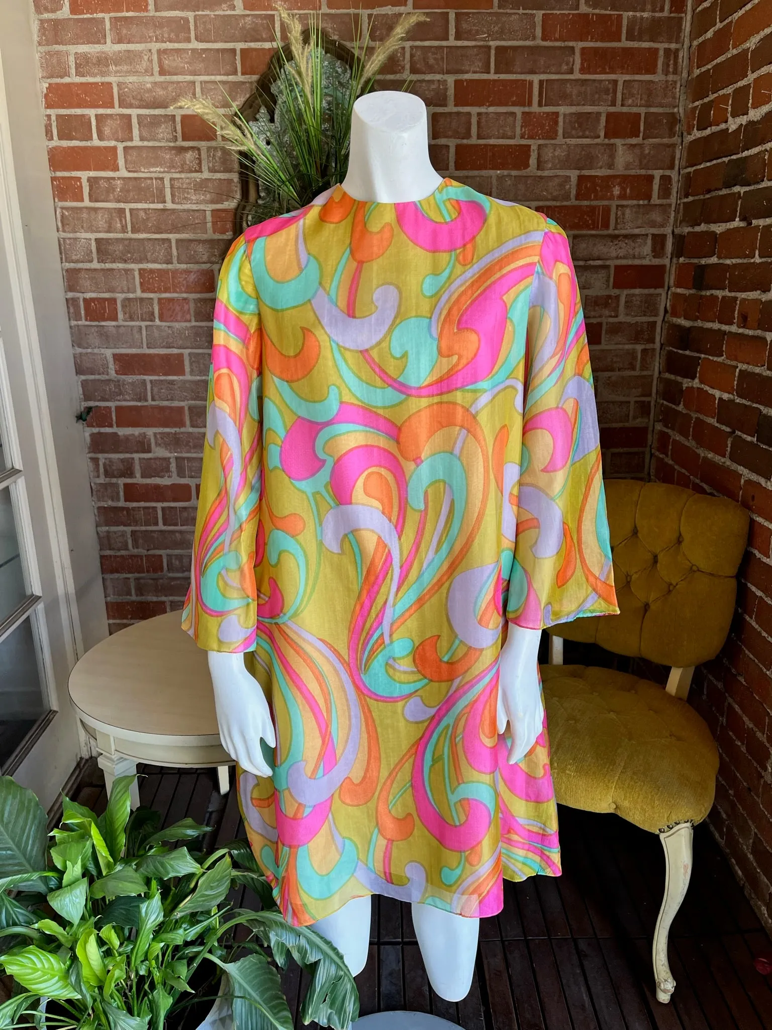 1960s Chiffon Pastel Dress