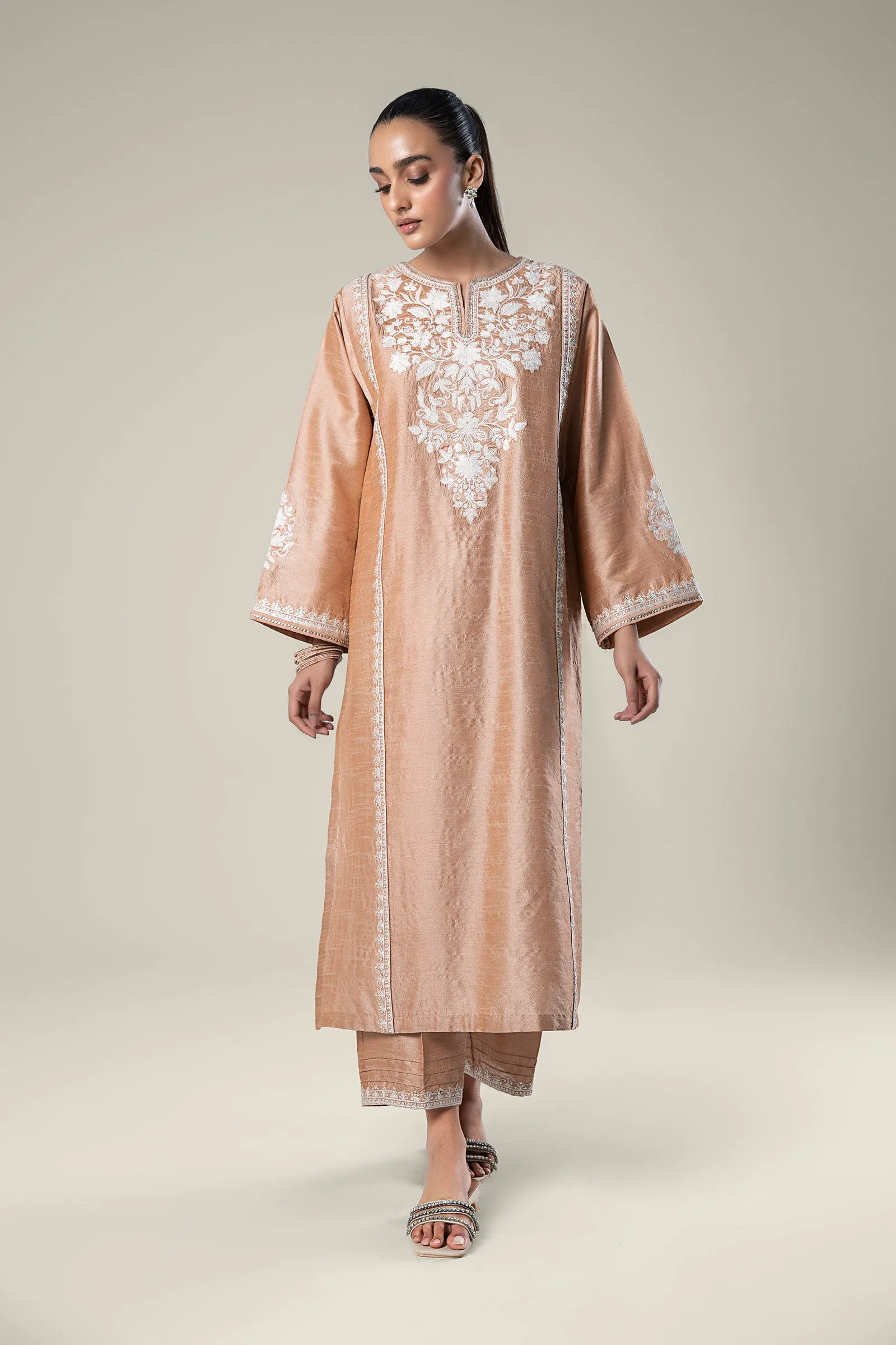 2 Pc Embroidered Tonal Raw Silk Suit | MB-WF24-37