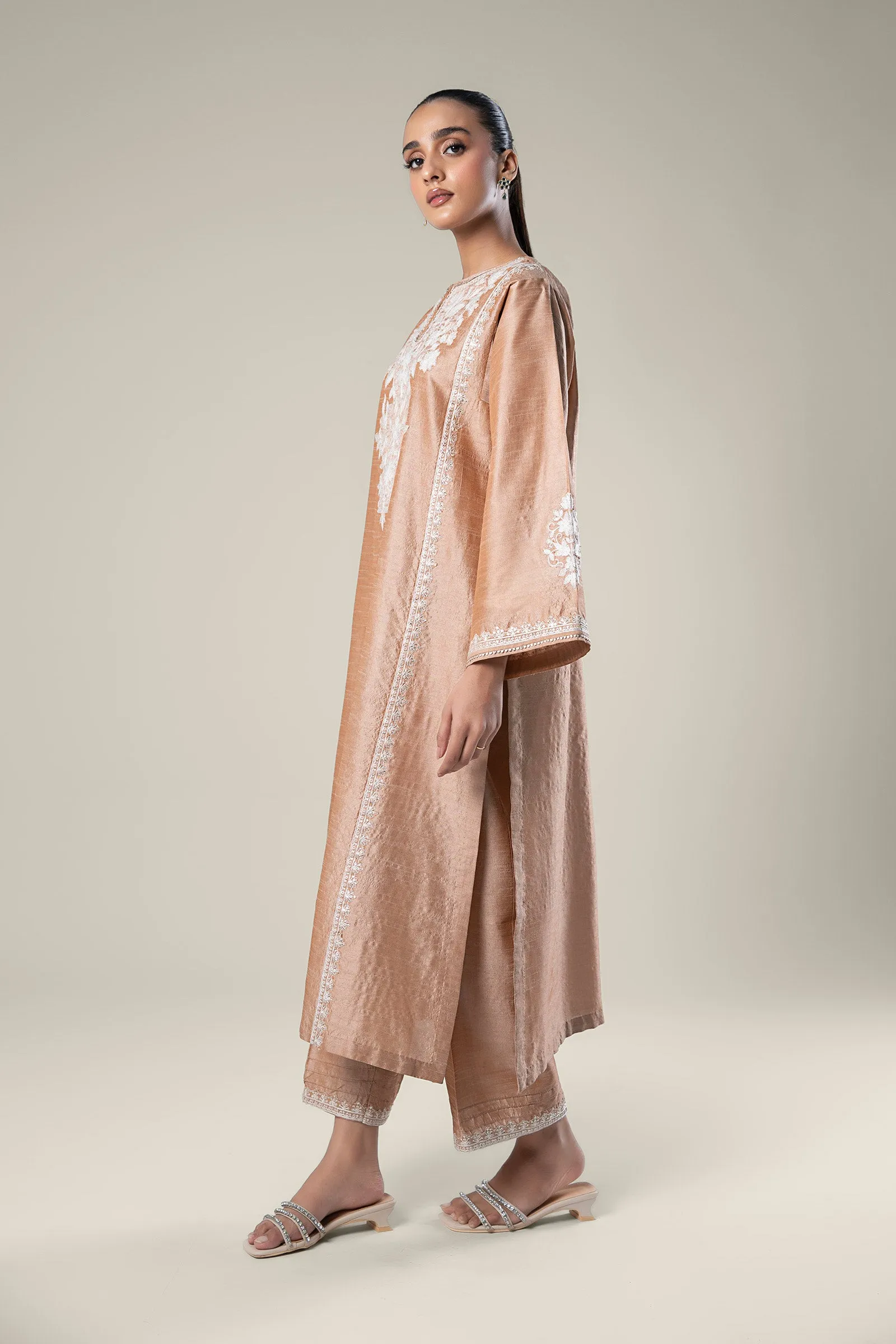 2 Pc Embroidered Tonal Raw Silk Suit | MB-WF24-37