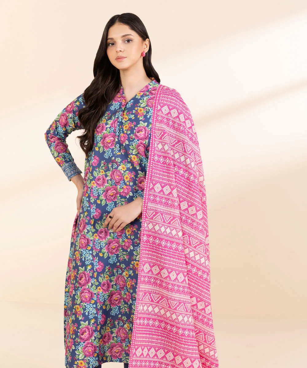 3 Piece - Printed Light Khaddar Suit