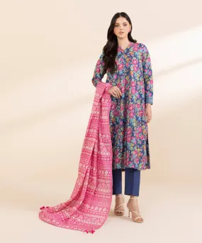 3 Piece - Printed Light Khaddar Suit