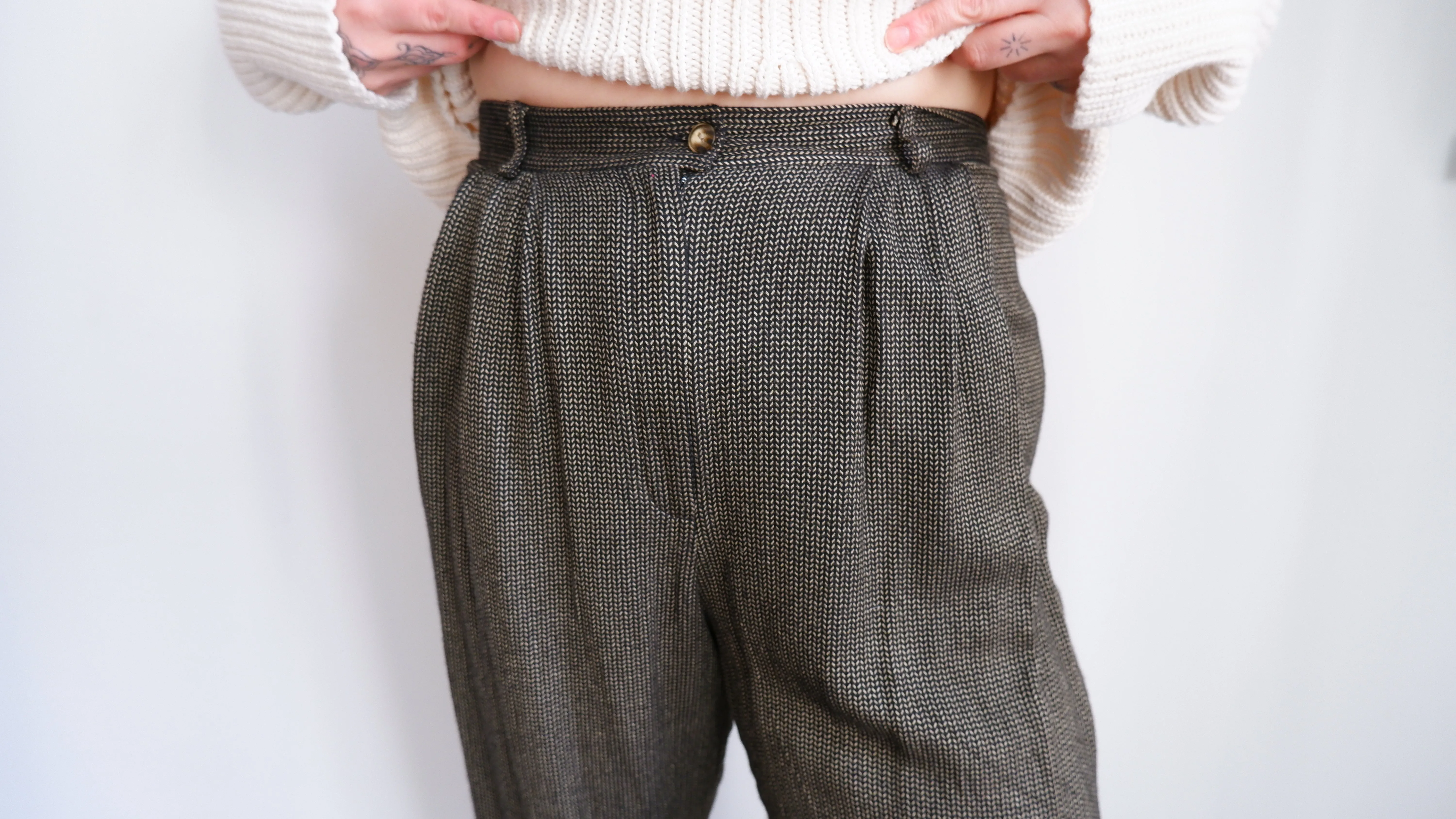 90s Perfect Relaxed Tweed Trousers - 10