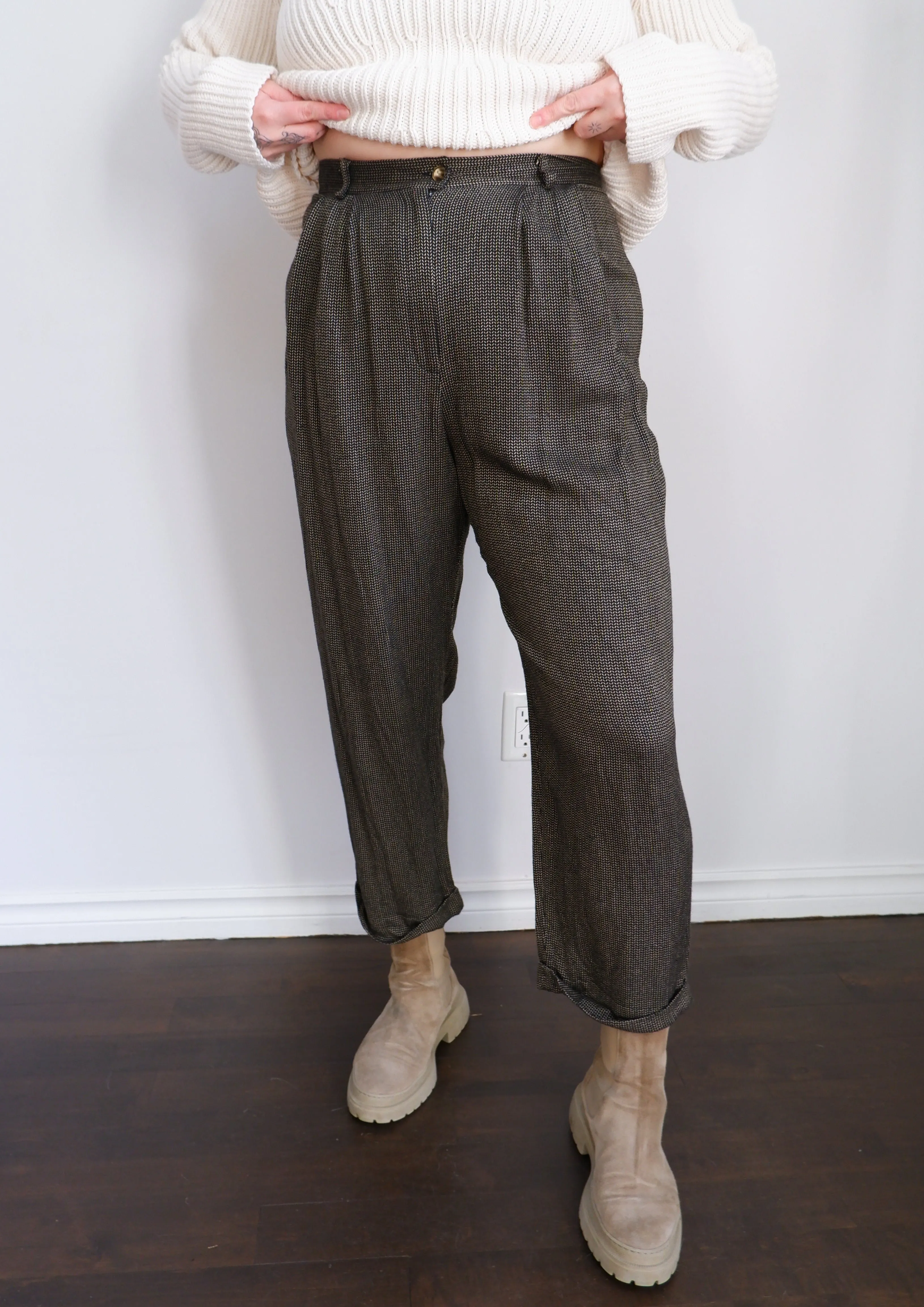 90s Perfect Relaxed Tweed Trousers - 10