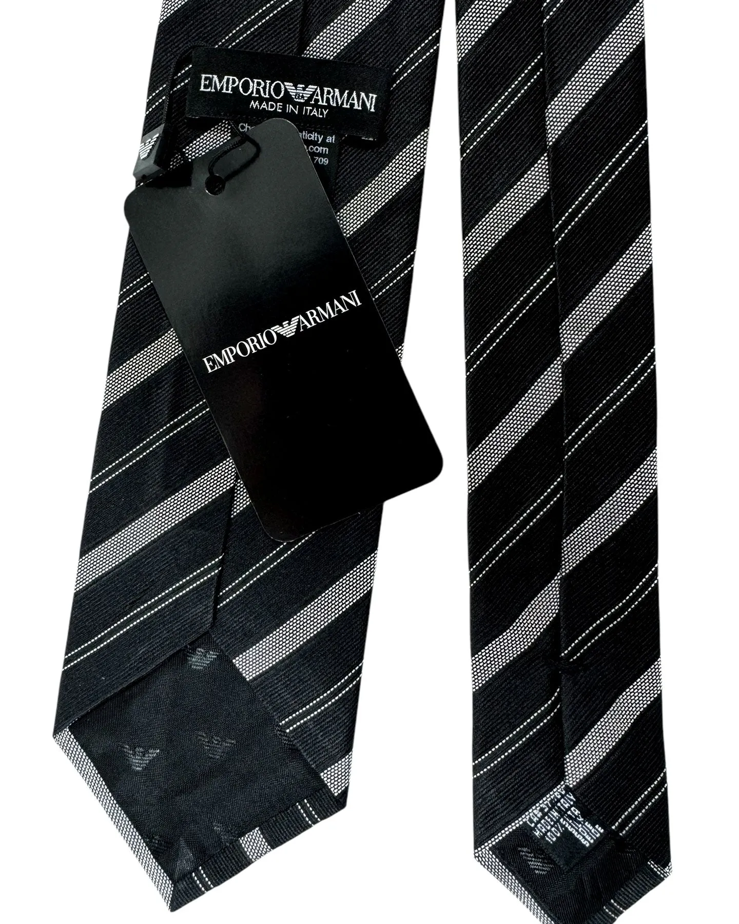 Armani Silk Tie Black White Stripes