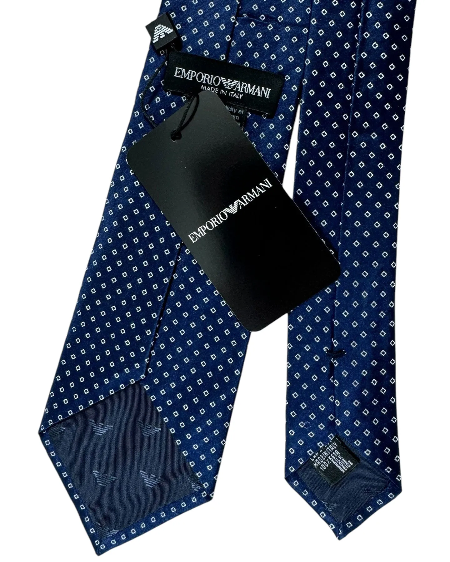 Armani Silk Tie Dark Blue White Mini Squares