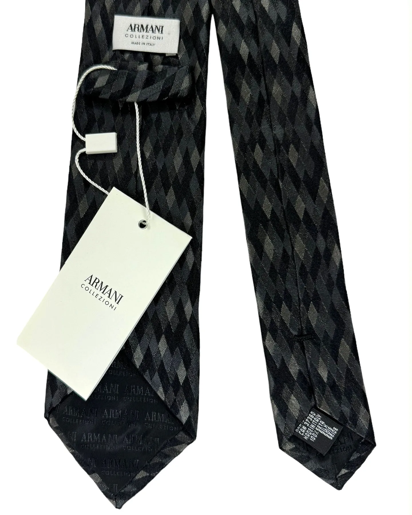 Armani Silk Tie Gray Black Pattern SALE