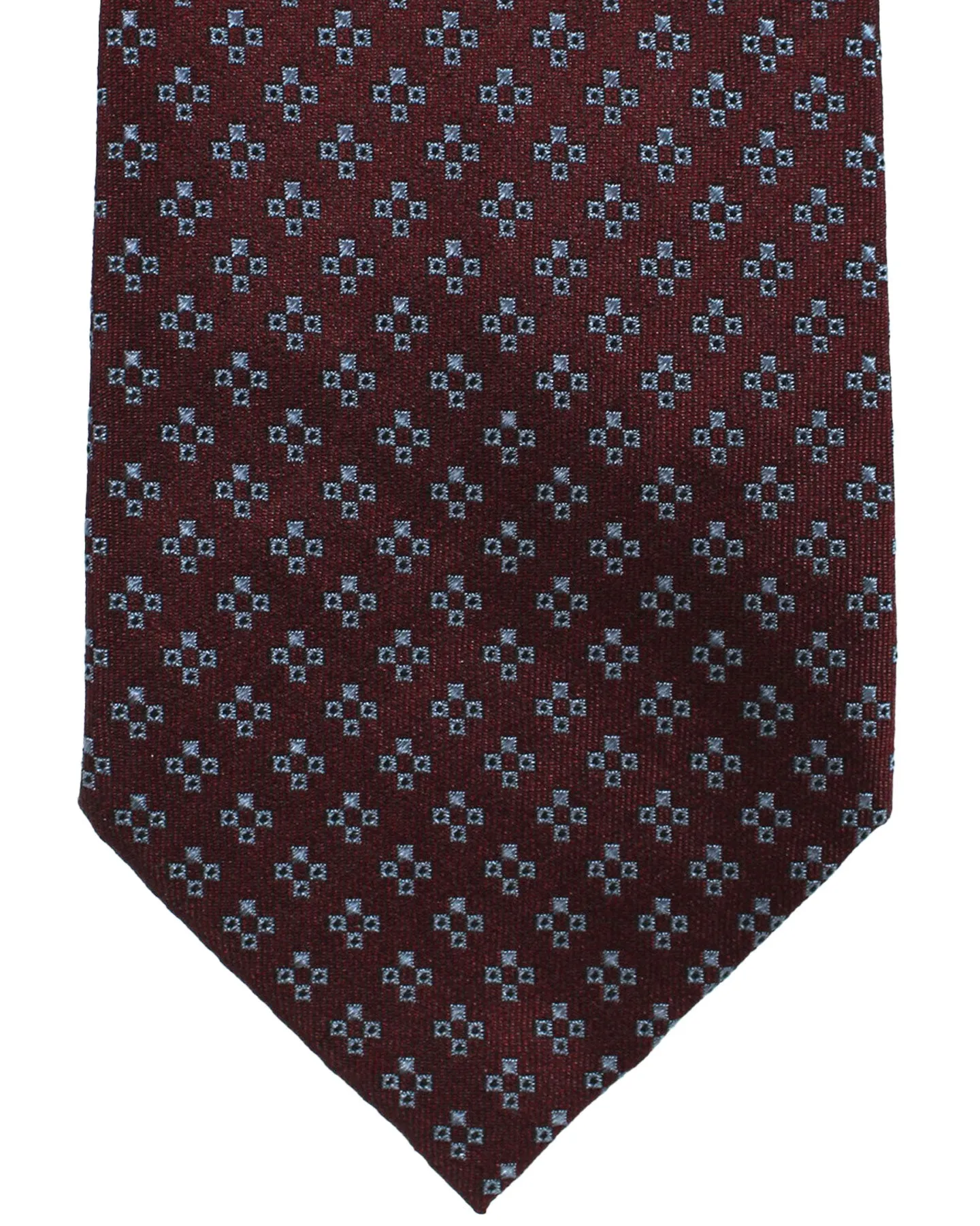 Armani Silk Tie Maroon Metallic Blue Geometric Armani Collezioni