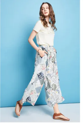 ARTKA WIDE SPLIT LEG TROUSERS IN FLORAL