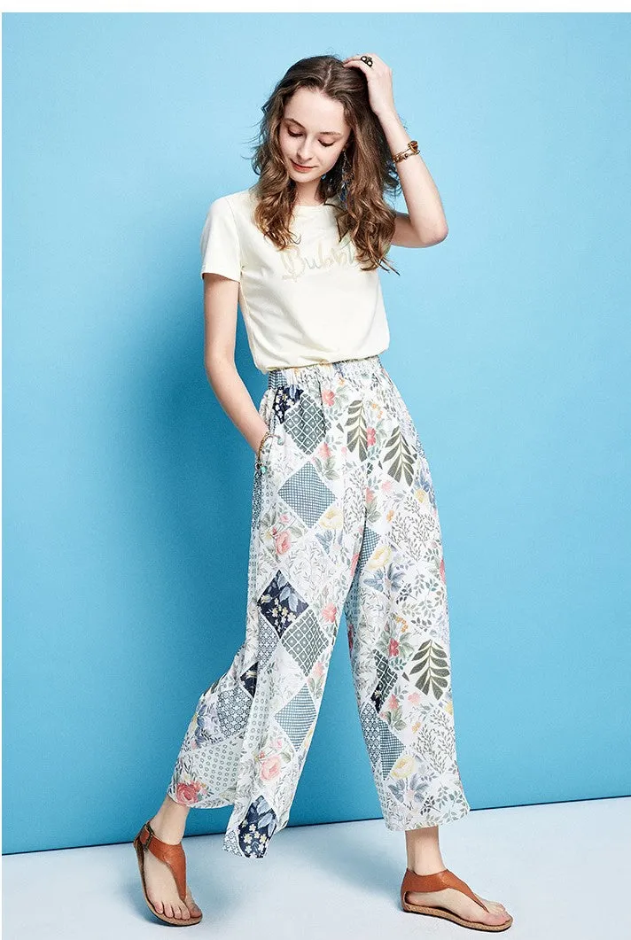 ARTKA WIDE SPLIT LEG TROUSERS IN FLORAL