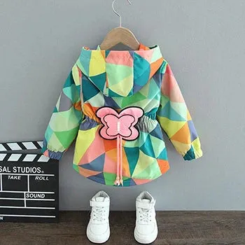 Baby Girls Jacket Cute Cartoon Animals Spring Fall Boy Windbreaker Coat Hooded Zipper Outerwear Kids 1 2 3 4 5 6 Years