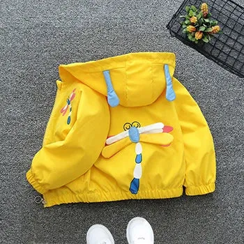 Baby Girls Jacket Cute Cartoon Animals Spring Fall Boy Windbreaker Coat Hooded Zipper Outerwear Kids 1 2 3 4 5 6 Years