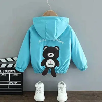 Baby Girls Jacket Cute Cartoon Animals Spring Fall Boy Windbreaker Coat Hooded Zipper Outerwear Kids 1 2 3 4 5 6 Years