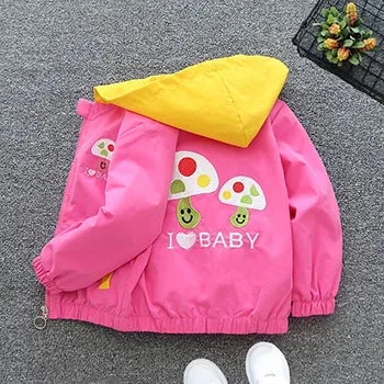 Baby Girls Jacket Cute Cartoon Animals Spring Fall Boy Windbreaker Coat Hooded Zipper Outerwear Kids 1 2 3 4 5 6 Years