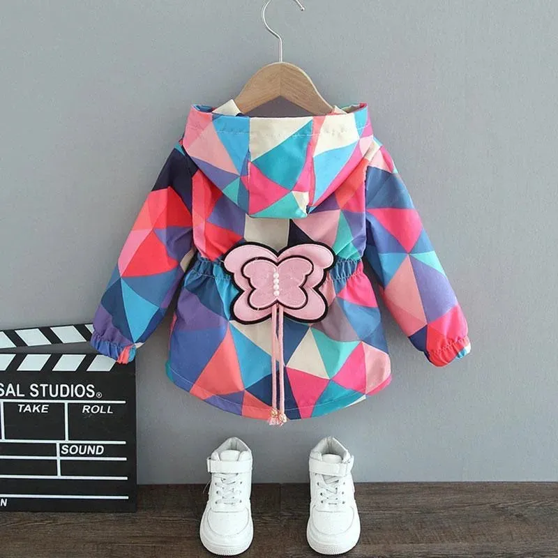 Baby Girls Jacket Cute Cartoon Animals Spring Fall Boy Windbreaker Coat Hooded Zipper Outerwear Kids 1 2 3 4 5 6 Years