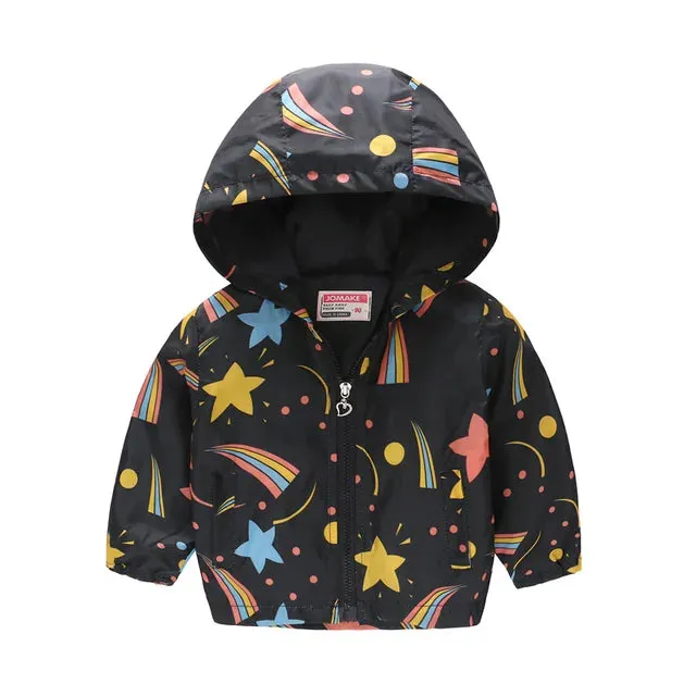 Baby Girls Jacket Cute Cartoon Animals Spring Fall Boy Windbreaker Coat Hooded Zipper Outerwear Kids 1 2 3 4 5 6 Years