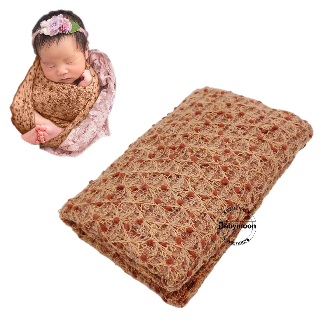 Babymoon Popcorn Wrap Stretchble Baby Photography Shoot Wrap Cloth-Light Brown