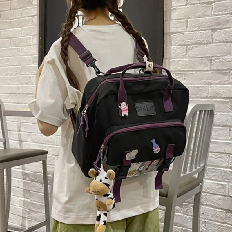 Back to school backpack Mini Canvas Teenager Girls For Female Student Patchwork Kawaii Small Rucksacks Mochila