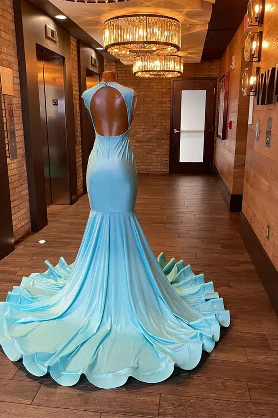 Beautiful Long Sleeveless Mermaid Prom Dress With Beading