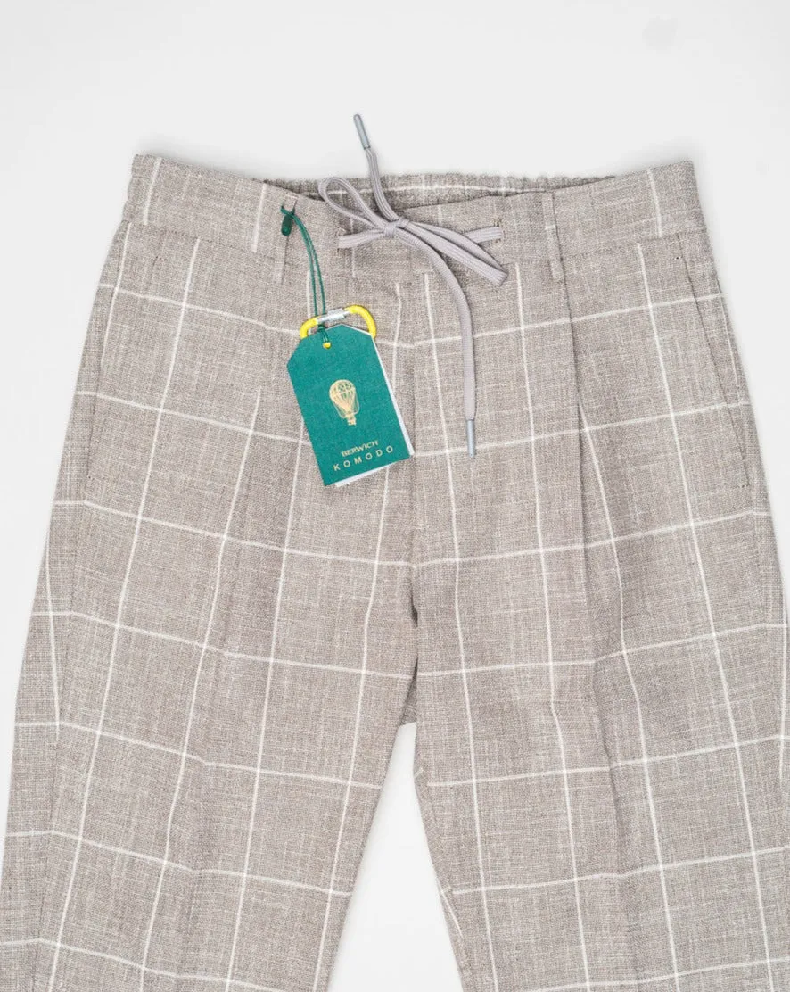 Berwich Windowpane Cotton Trousers / Taupe