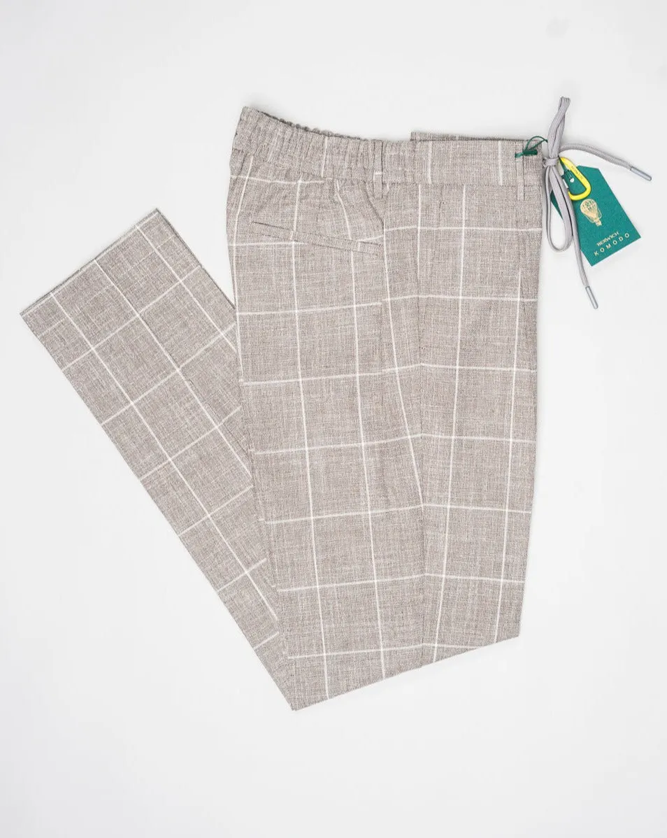 Berwich Windowpane Cotton Trousers / Taupe