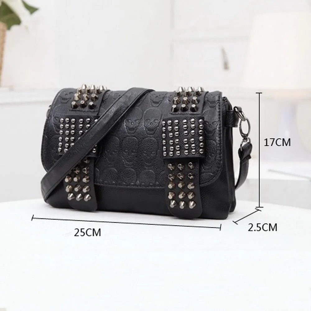 Black Messenger Bags with Skulls & Rivets / Alternative women's accessory