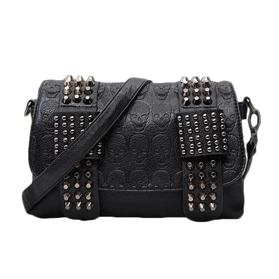 Black Messenger Bags with Skulls & Rivets / Alternative women's accessory