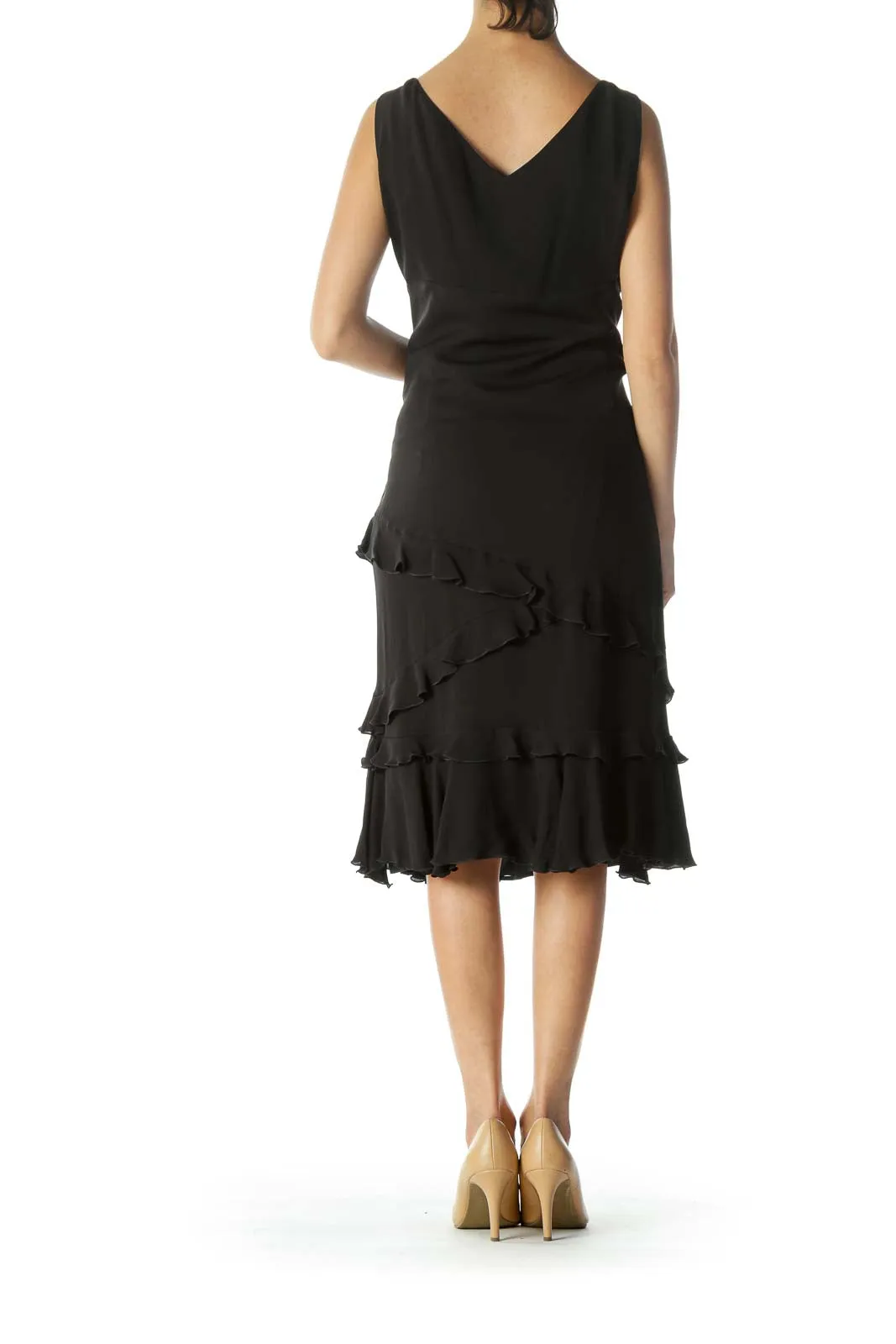 Black Ruffled Silk Dress