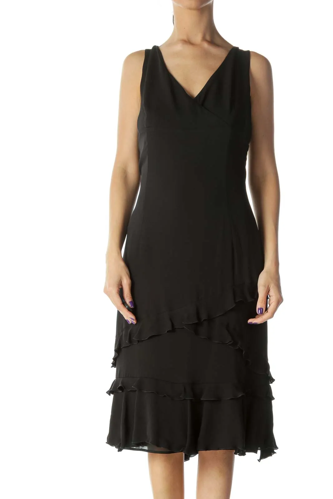 Black Ruffled Silk Dress