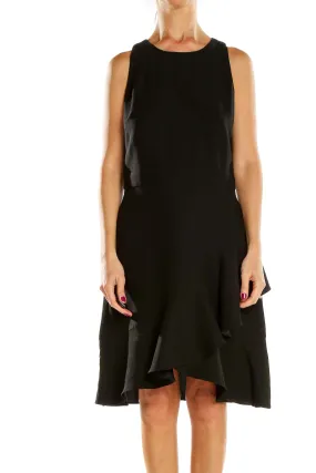 Black Sleeveless Ruffled Cocktail Dress