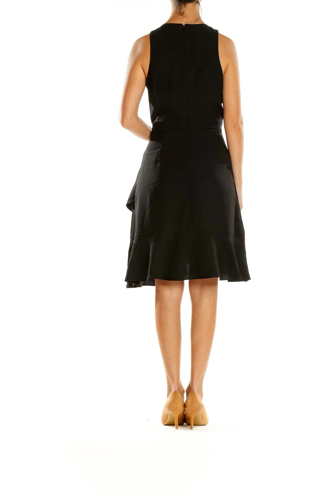 Black Sleeveless Ruffled Cocktail Dress