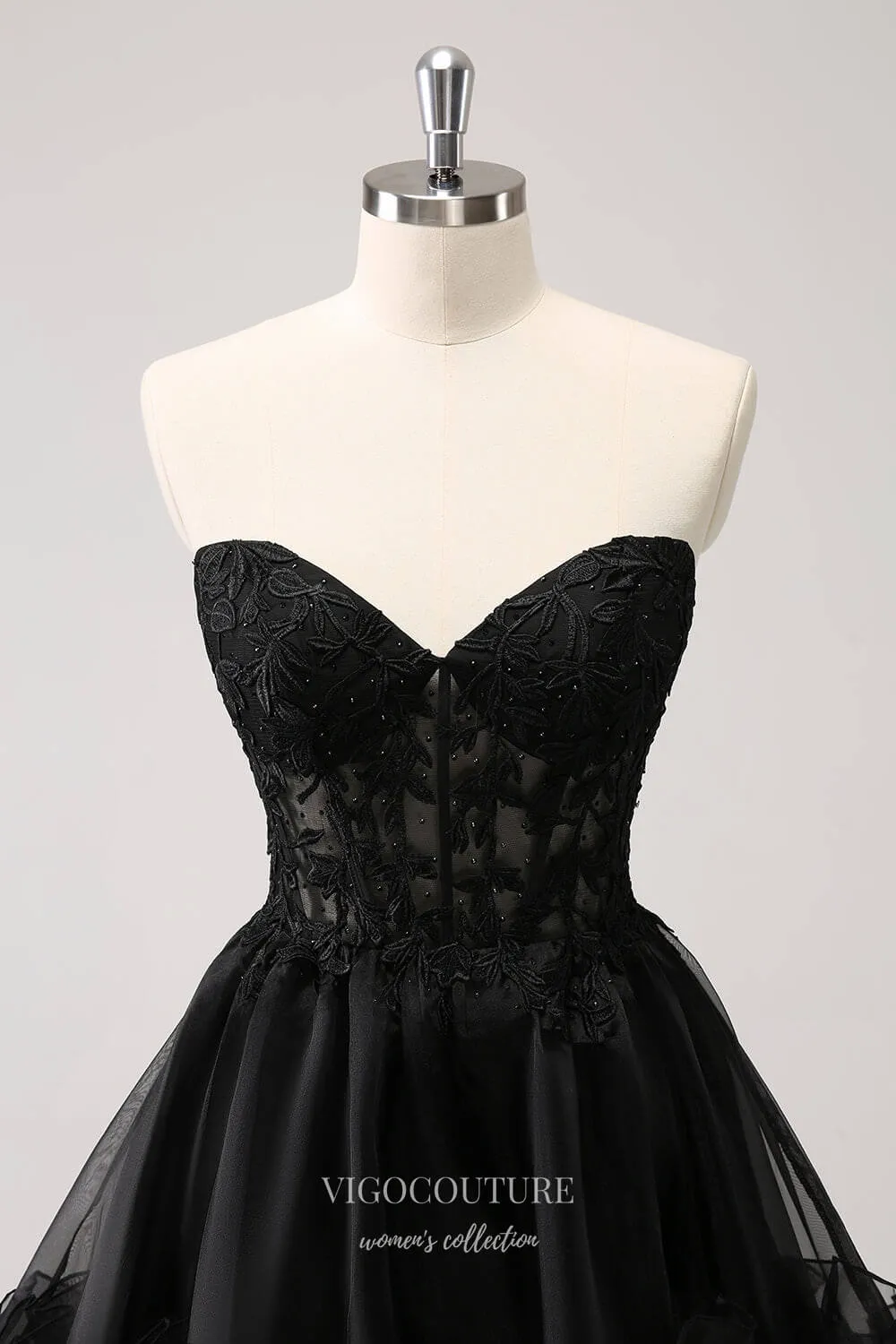 Black Sweetheart Ruffled Homecoming Dresses Strapless Back to School Dress hc393