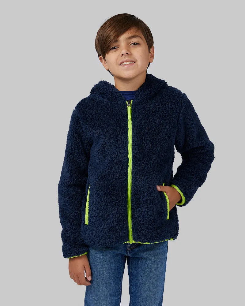 BOYS' SOFT SHERPA HOODED FULL-ZIP