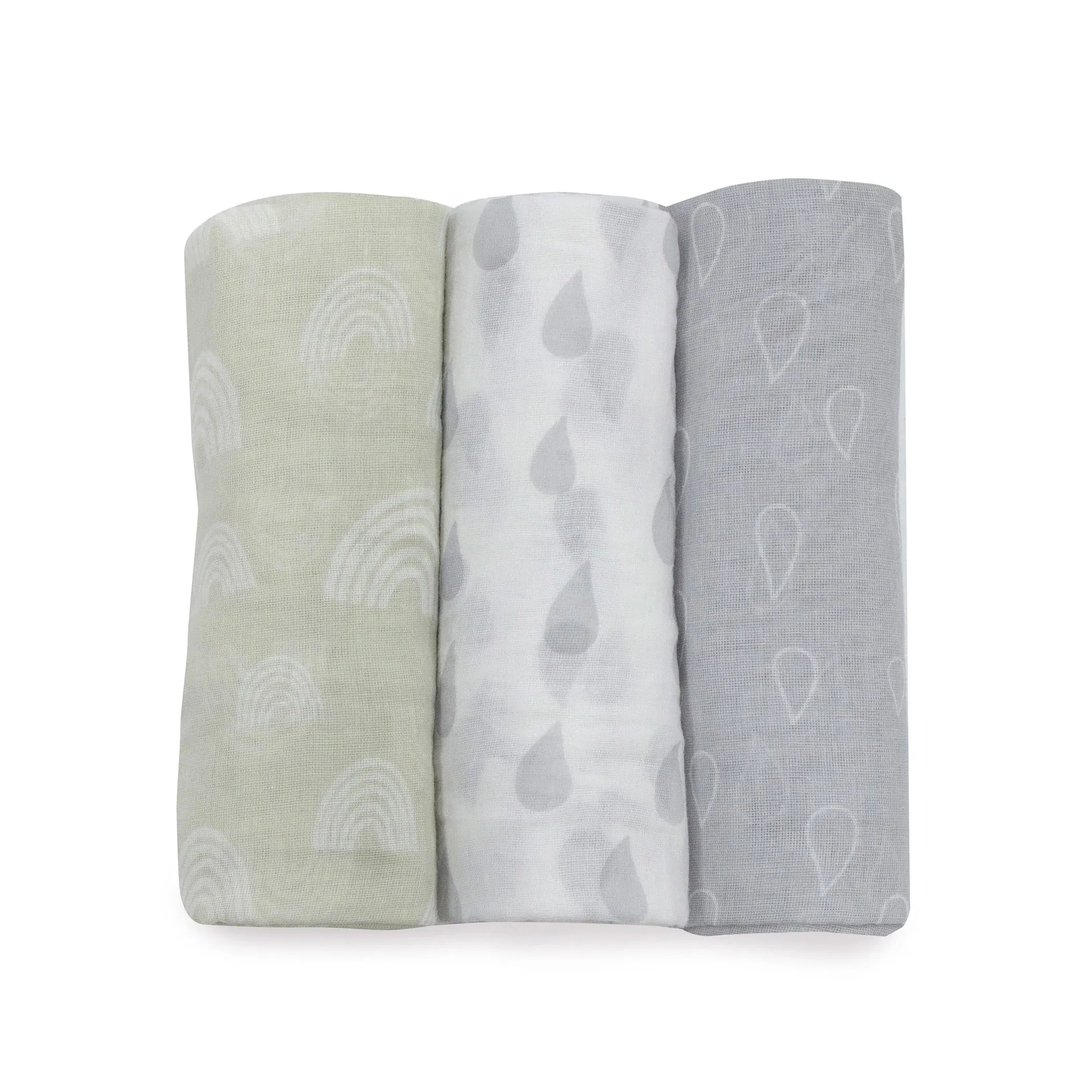 Bubba Blue Nordic 3pk Muslin Wraps - Grey/Sand