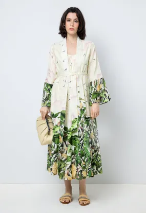 Choice Printed Kimono Outerwear Beige-Print