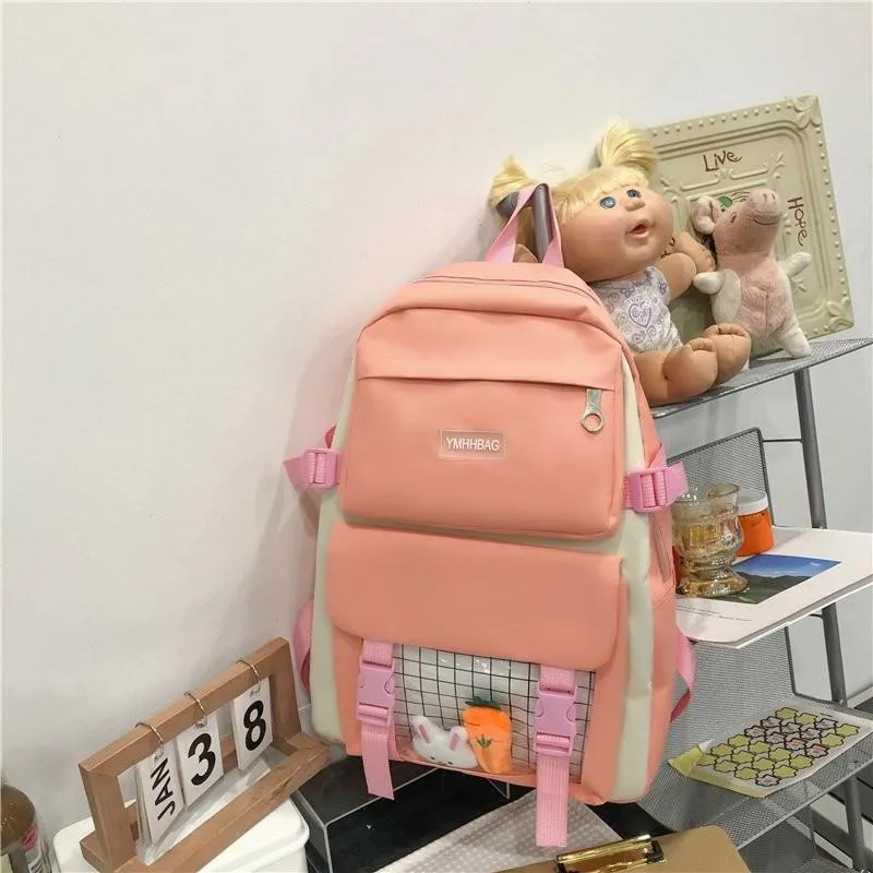 deanwangkt 4piece Set Cute Women Backpack Sets Kawaii School Bags For Teenager Girls High Capacity School Backpack