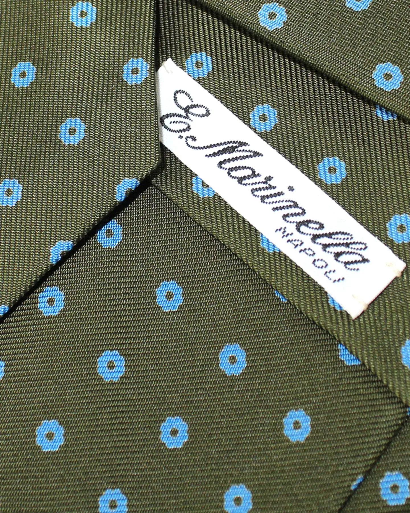 E. Marinella Silk Tie Classic Green Blue Geometric SALE