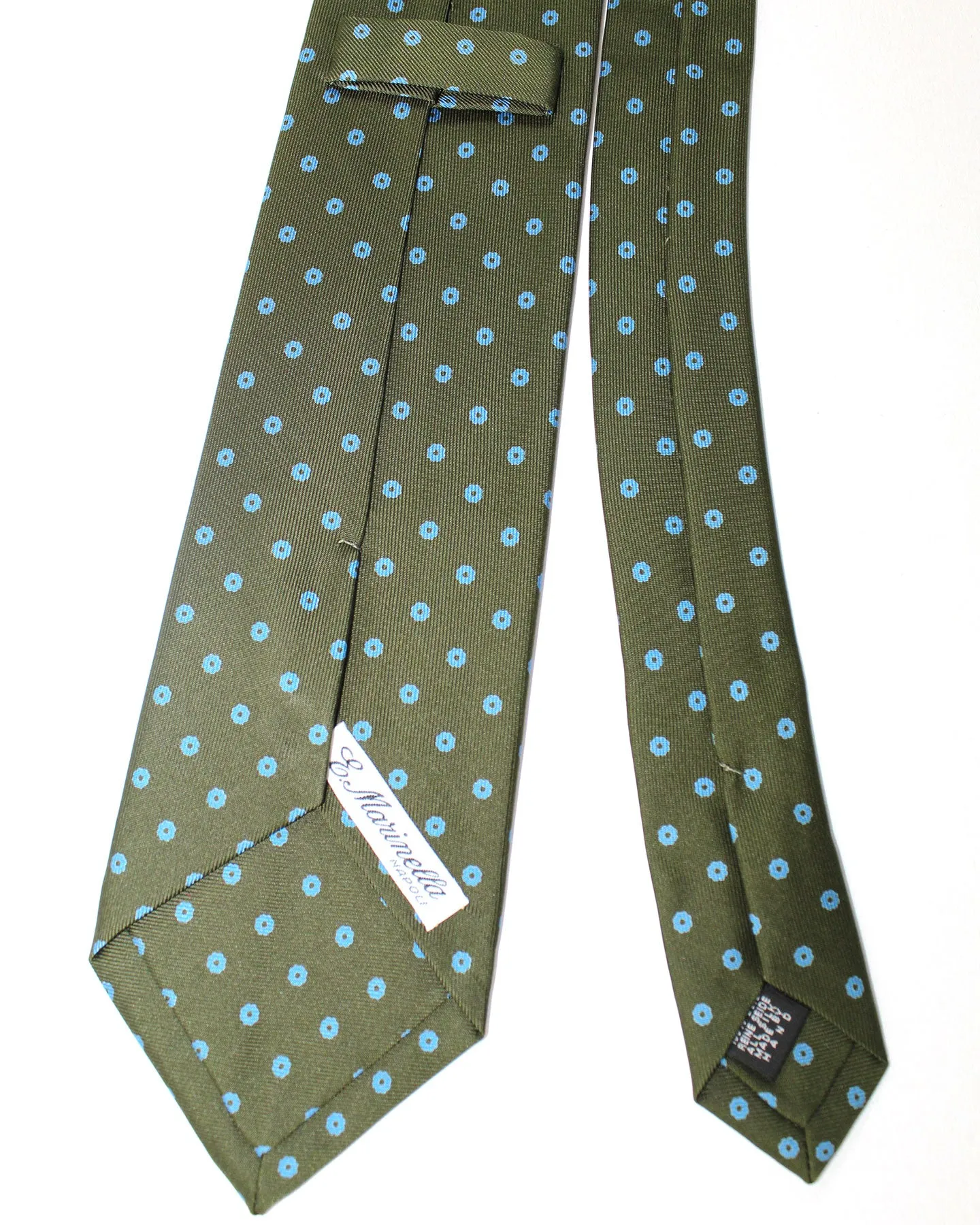 E. Marinella Silk Tie Classic Green Blue Geometric SALE