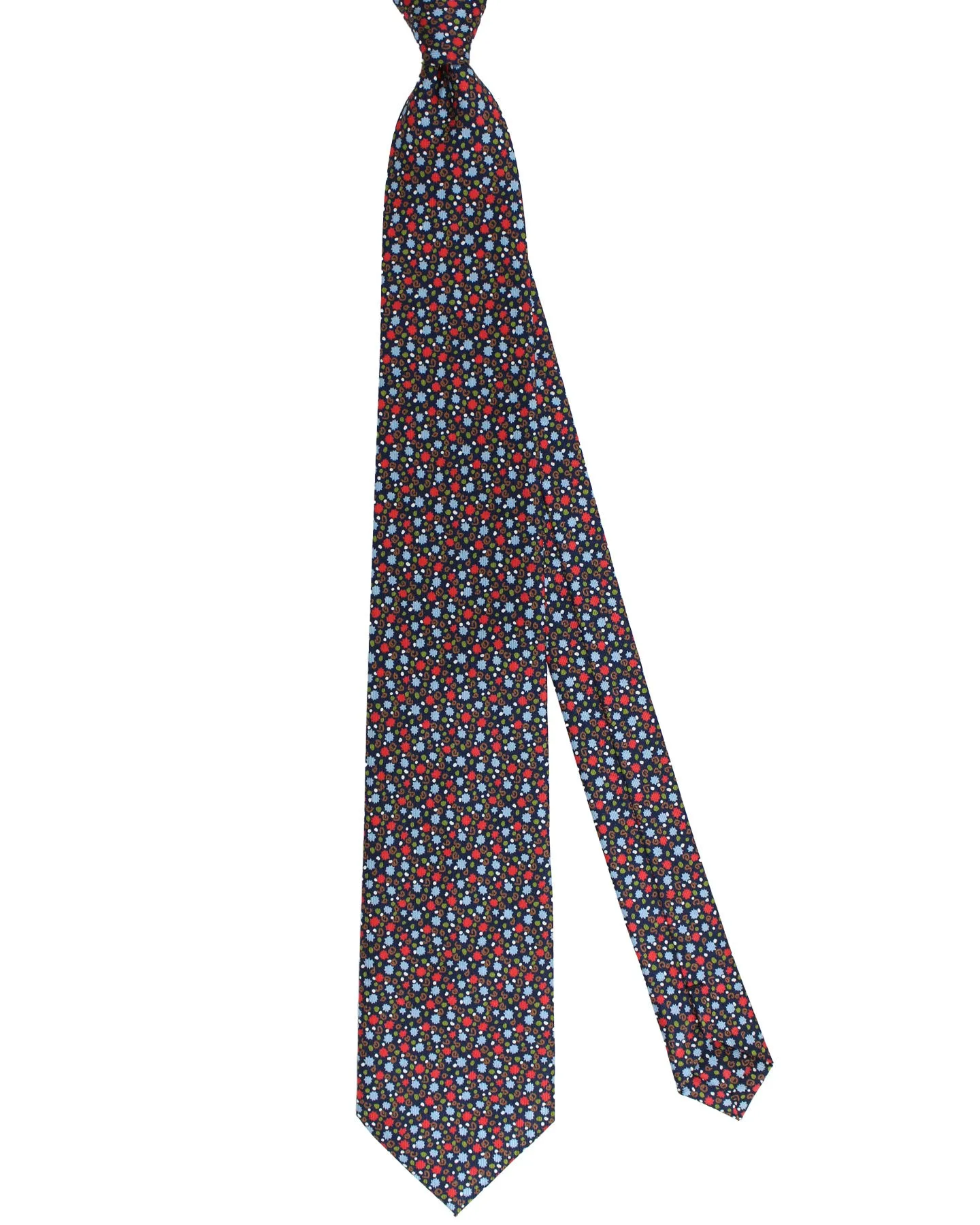 E. Marinella Tie Blue Red Brown Micro Pattern Design