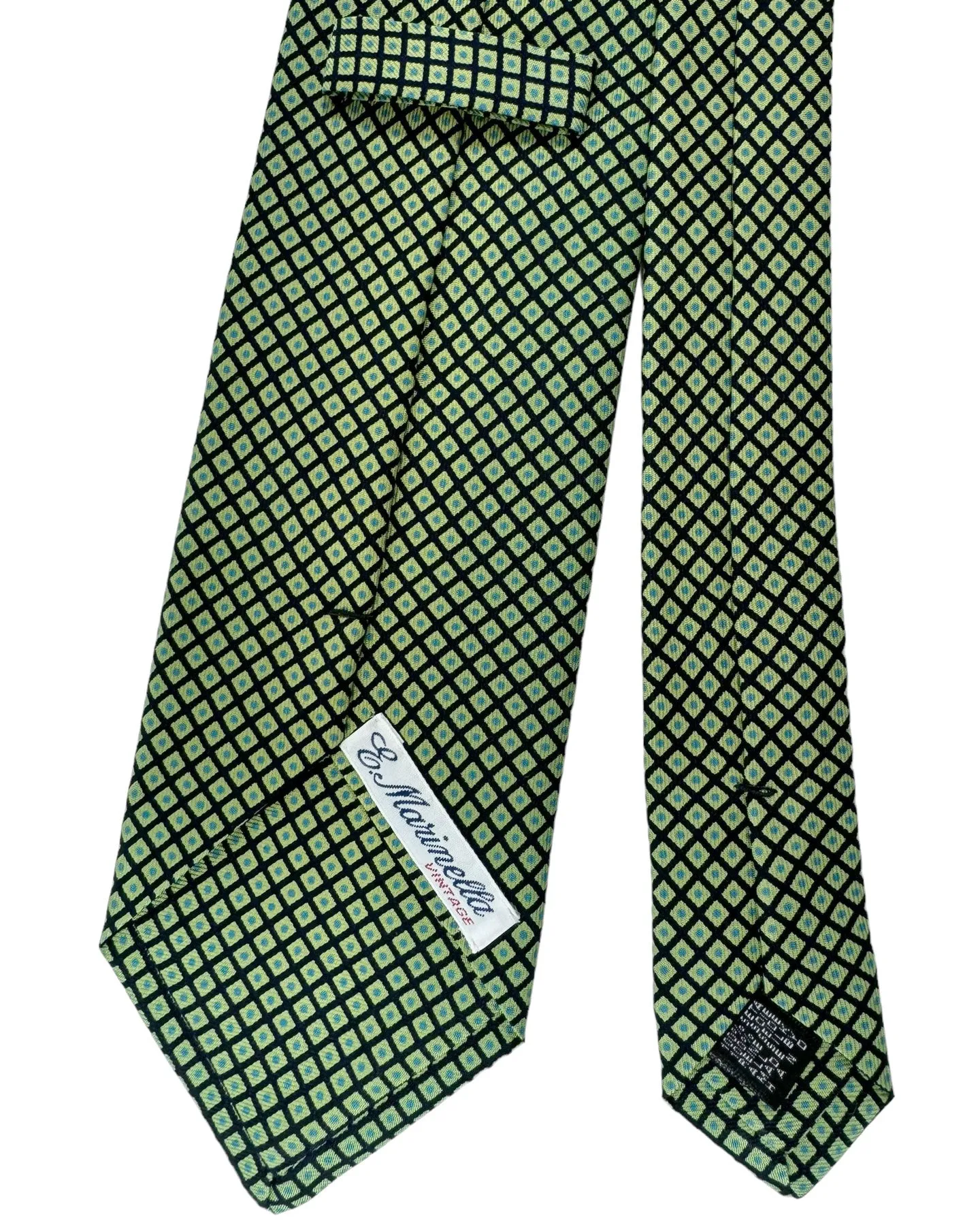 E. Marinella Tie  Dark Blue Green Blue Check Design