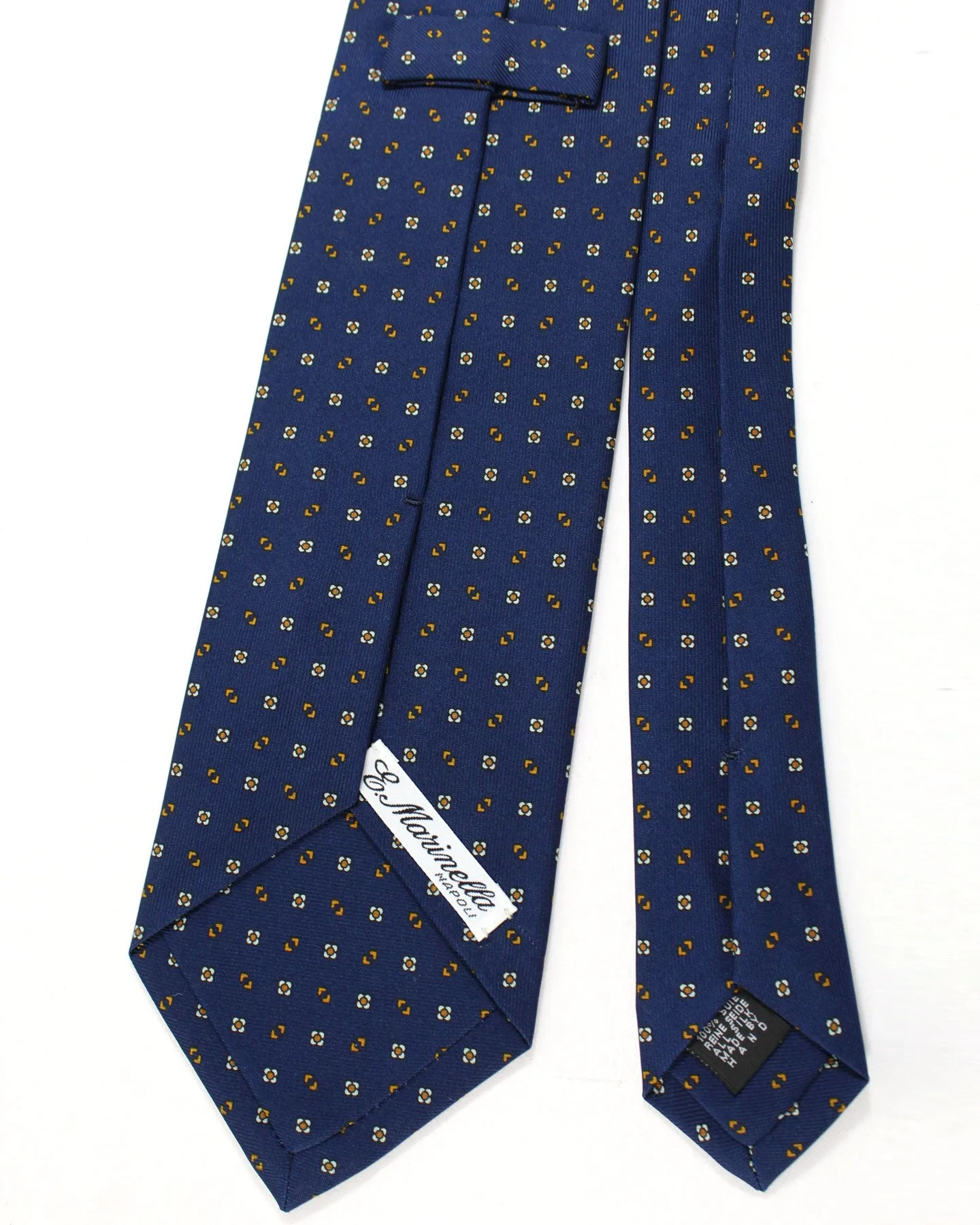 E. Marinella Tie Dark Navy Brown Geometric Design