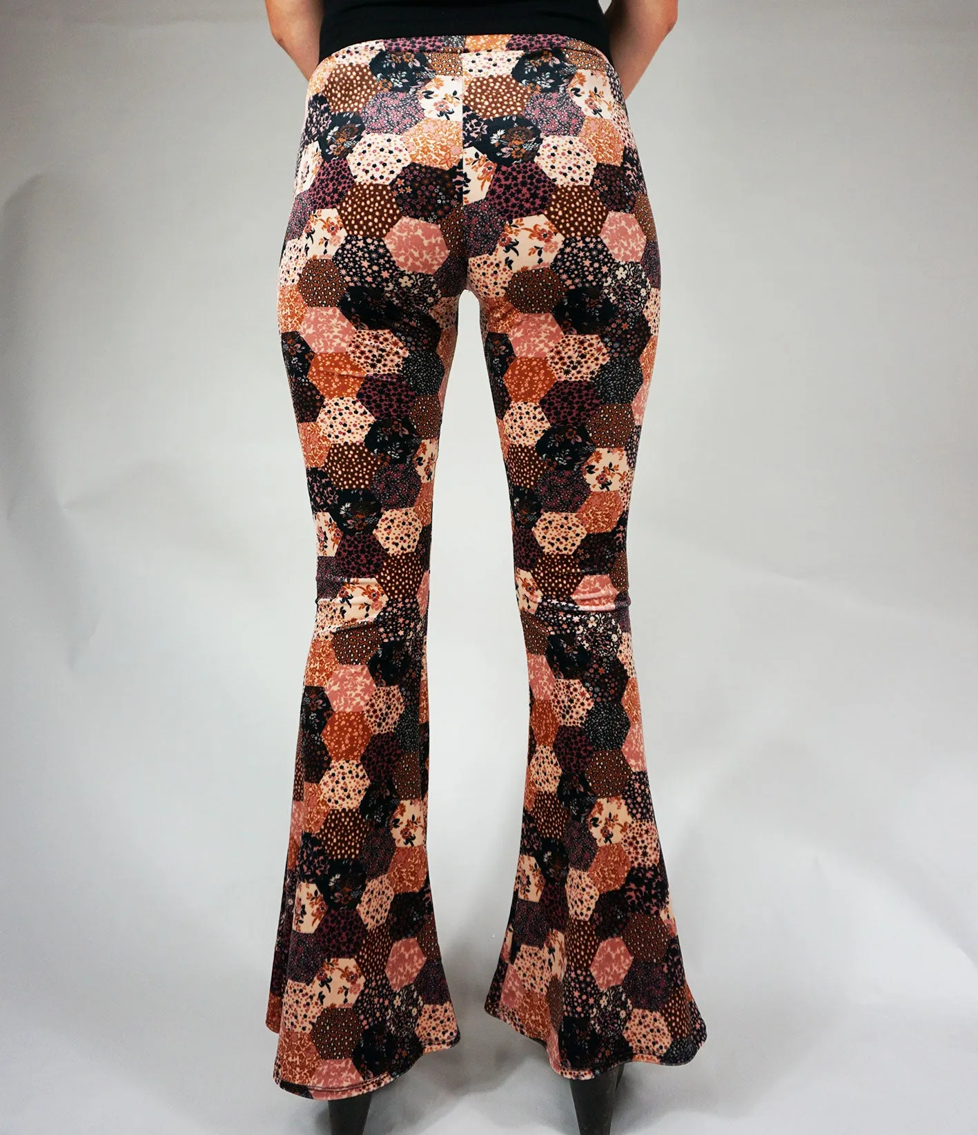 Endoria Patchwork Flares - Black & Pink Velvet