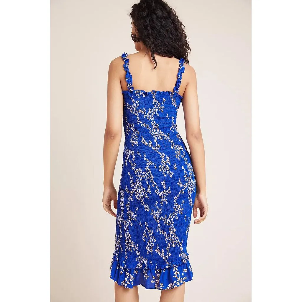 Faithfull The Brand x Anthropologie Farah Smocked Midi Dress - Size XS