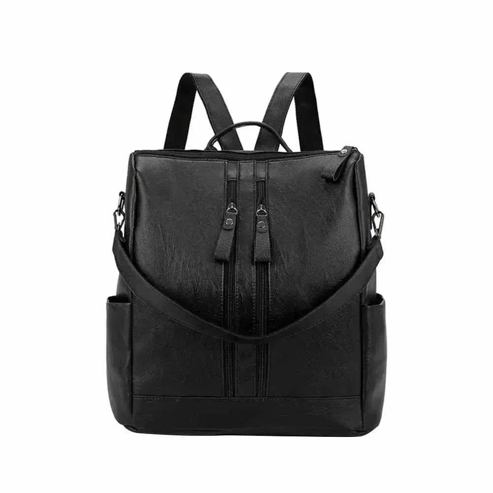 Fashion Black Leather Women's Backpack