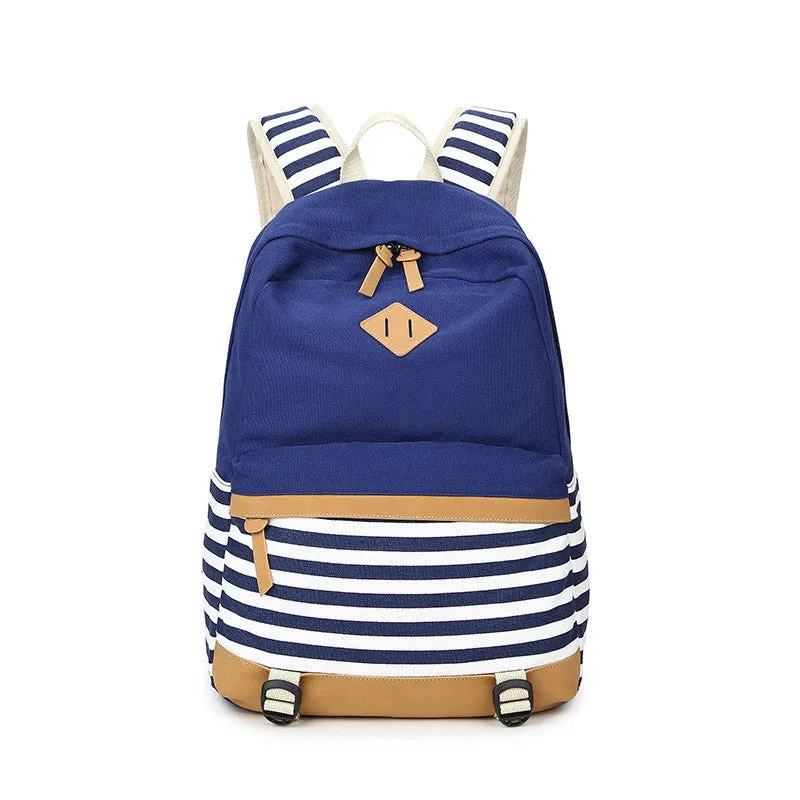 Female Canvas Striped Printing Backpack