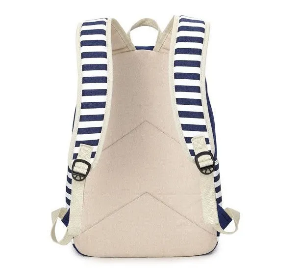 Female Canvas Striped Printing Backpack