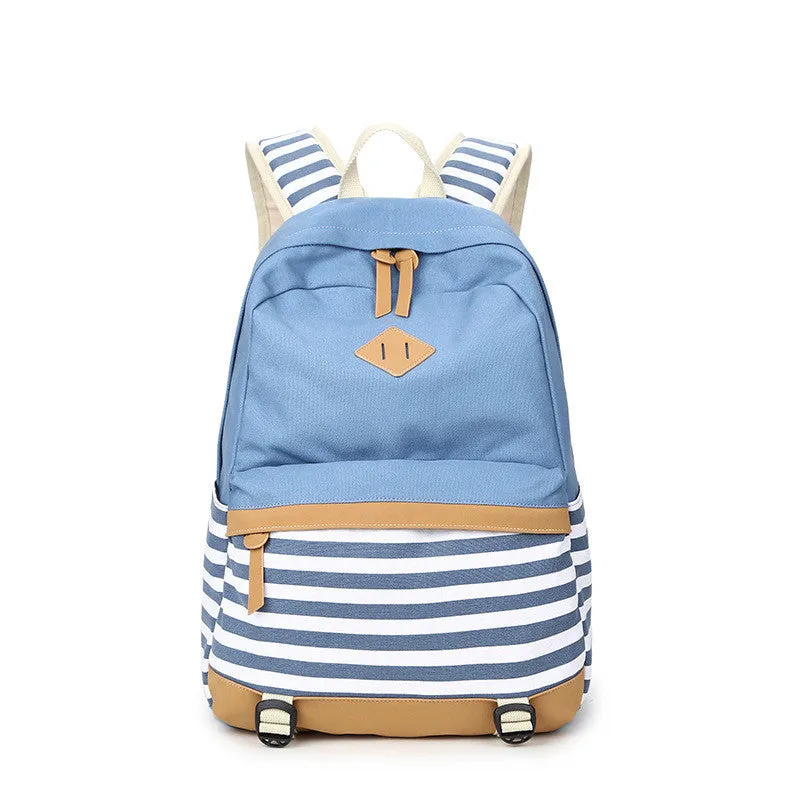 Female Canvas Striped Printing Backpack