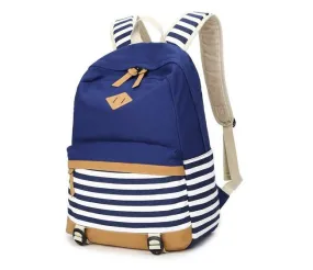 Female Canvas Striped Printing Backpack