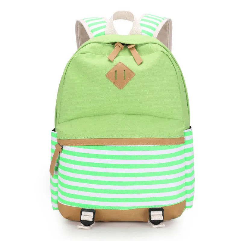 Female Canvas Striped Printing Backpack