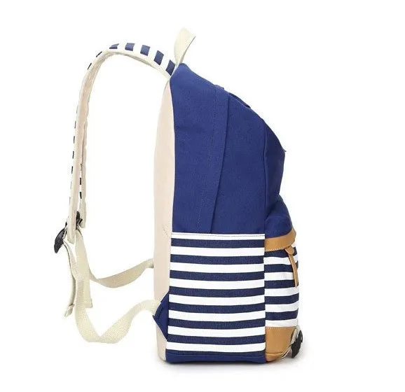 Female Canvas Striped Printing Backpack