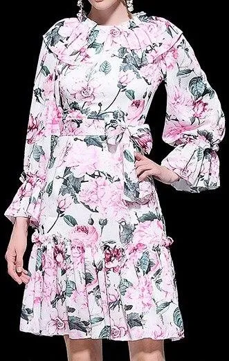 Floral Print Ruffled Dress